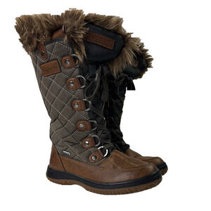 Superfit Canada Women's Tan Stylish Quilted Brown Winter Boots